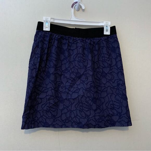 Ann Taylor Blue Floral Skirt Exposed Zipper Petite - Picture 1 of 4